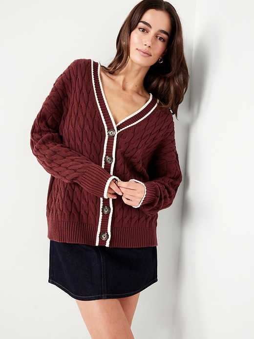 Image number 7 showing, Slouchy Cable-Knit Cardigan Sweater