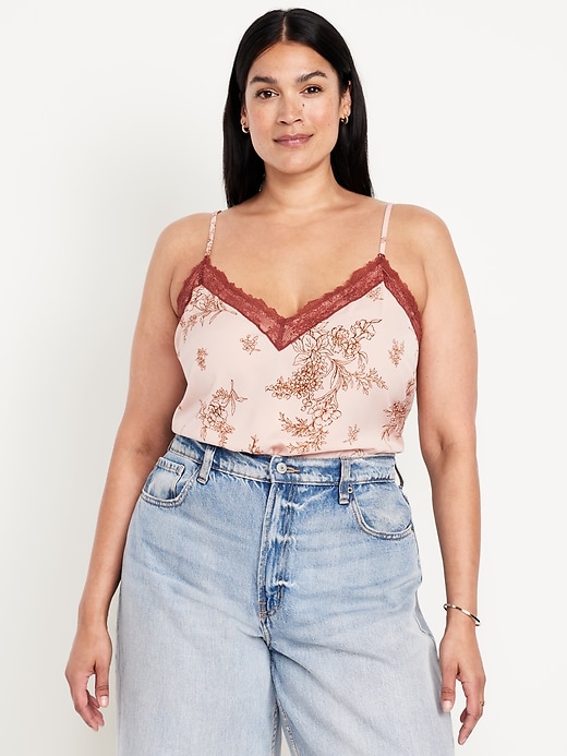 Image number 7 showing, Lace-Trim Satin Cami Top