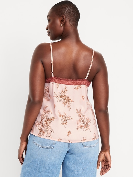 Image number 6 showing, Lace-Trim Satin Cami Top