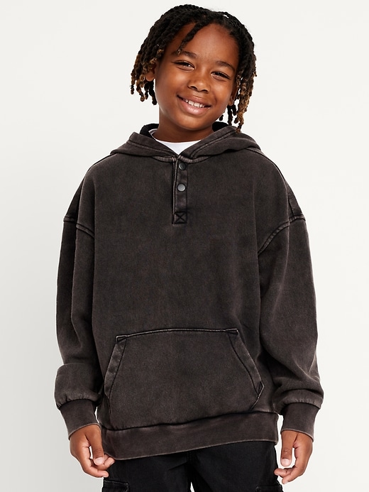 View large product image 1 of 3. Oversized Fleece Henley Hoodie for Boys
