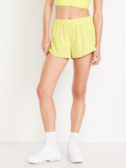 Short de course StretchTech à taille mi-basse, entrejambe de 7,5 cm - Jaune