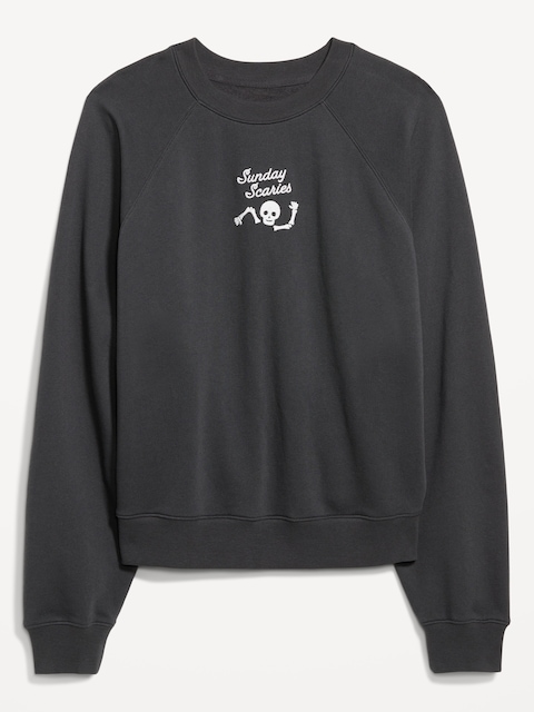 SoComfy Oversized Graphic Raglan Sweatshirt - Black