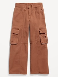 Image number 1 showing, Super Baggy Wide-Leg Cargo Twill Pants for Girls