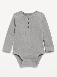 Image number 1 showing, Long-Sleeve Ribbed Henley Bodysuit for Baby