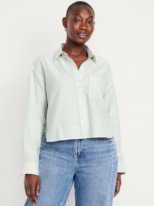 Image number 5 showing, Button-Down Oxford Crop Shirt
