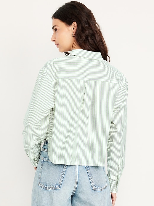 Image number 2 showing, Button-Down Oxford Crop Shirt