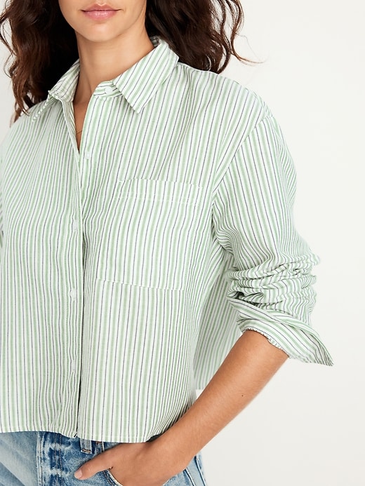 Image number 4 showing, Button-Down Oxford Crop Shirt