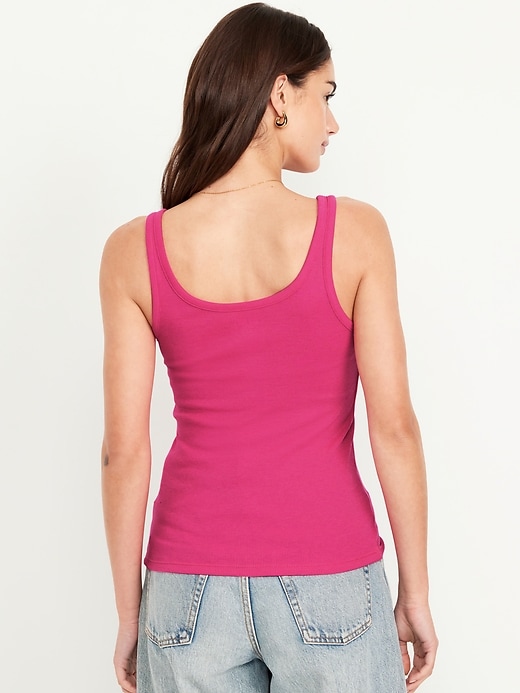 Image number 2 showing, First-Layer Ribbed Scoop-Neck Tank Top