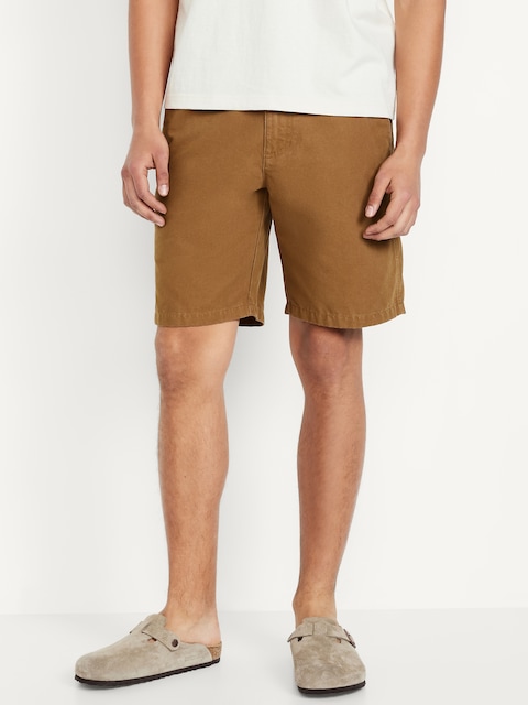 Loose Twill Carpenter Shorts -- 9-inch inseam - Brown