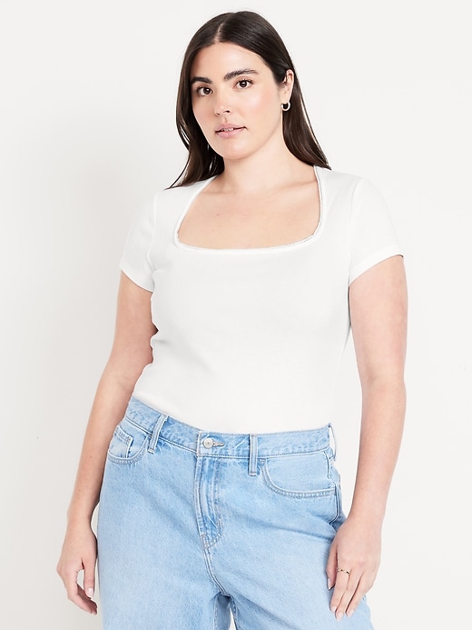 Image number 4 showing, Square-Neck Ribbed T-Shirt