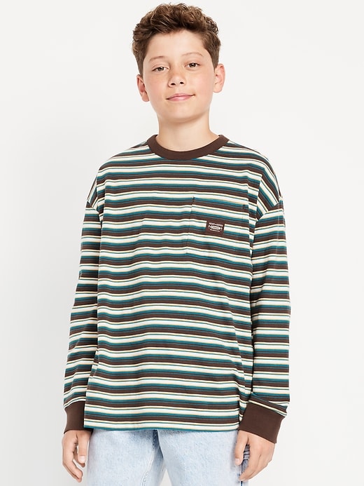 View large product image 1 of 2. Oversized Long-Sleeve Pocket T-Shirt for Boys