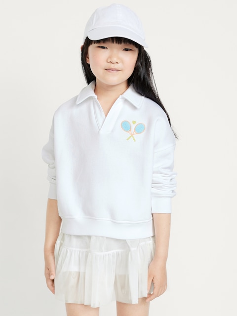 Long-Sleeve Graphic Polo Sweatshirt for Girls