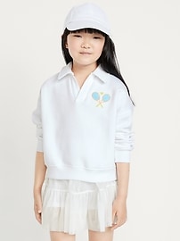 Image number 1 showing, Long-Sleeve Graphic Polo Sweatshirt for Girls