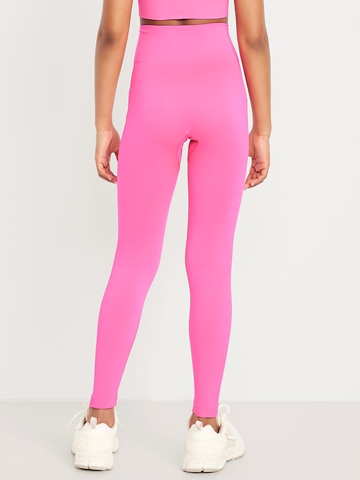 View large product image 2 of 5. Fitted High-Waisted 7/8-Length Seamless Performance Leggings for Girls