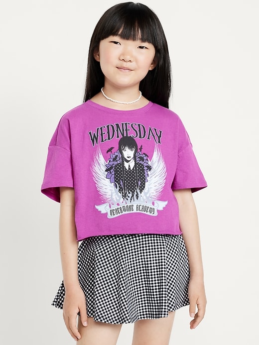View large product image 1 of 3. Wednesday™ Oversized Cropped Graphic T-Shirt for Girls