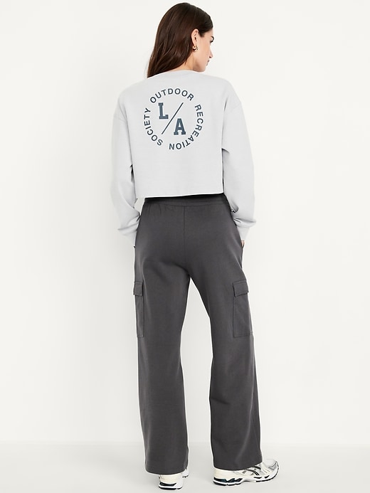 Image number 5 showing, High-Waisted SoComfy Cargo Wide-Leg Sweatpants