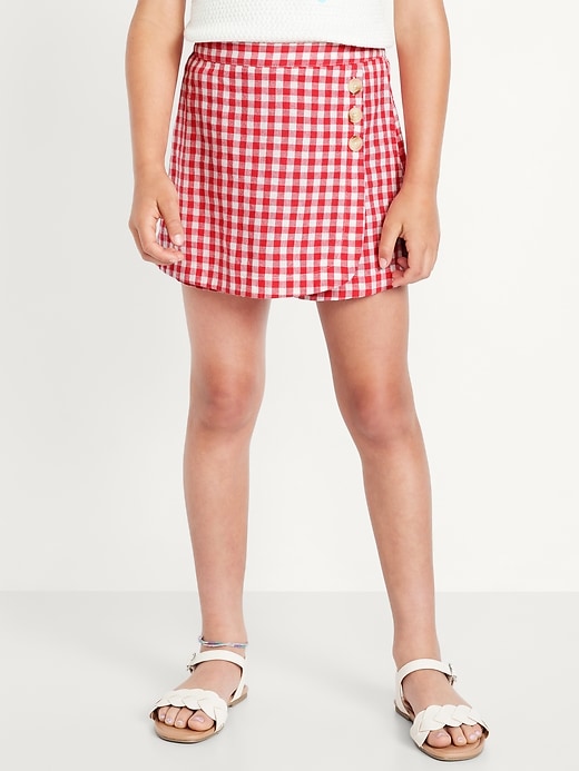 View large product image 1 of 5. Wrap-Front Linen-Blend Skort for Girls