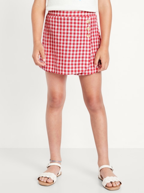 Wrap-Front Linen-Blend Skort for Girls