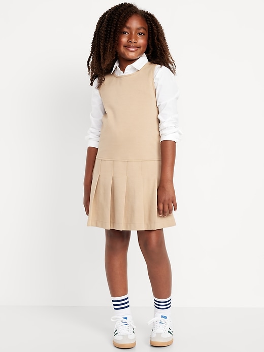 View large product image 1 of 2. Sleeveless School Uniform Ponte-Knit Dress for Girls