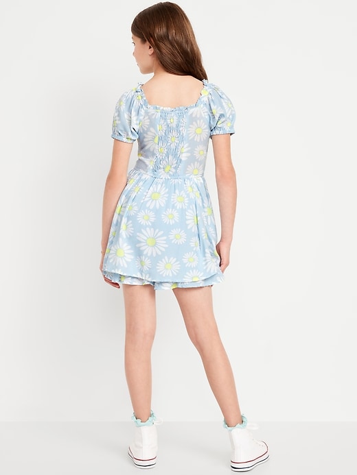 View large product image 2 of 2. Printed Puff-Sleeve Smocked Dress for Girls