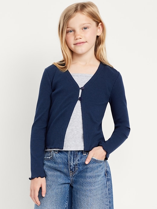View large product image 1 of 1. Button-Front Ribbed Cardigan for Girls