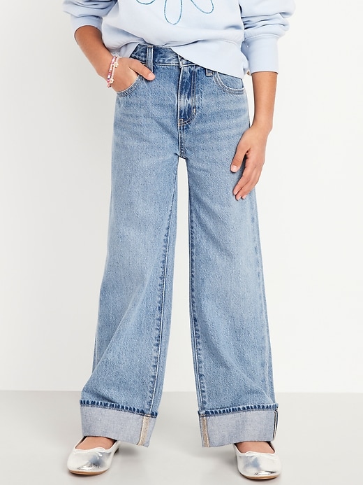 View large product image 1 of 4. High-Waisted Baggy Wide-Leg Jeans for Girls