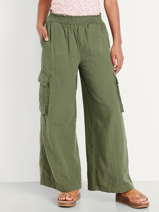View large product image 1 of 4. Double-Weave Wide-Leg Cargo Pants for Girls