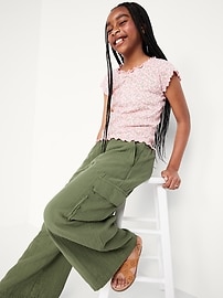 View large product image 3 of 4. Double-Weave Wide-Leg Cargo Pants for Girls