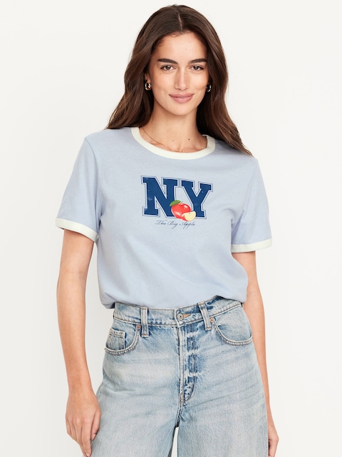 EveryWear Graphic Ringer T-Shirt - Blue
