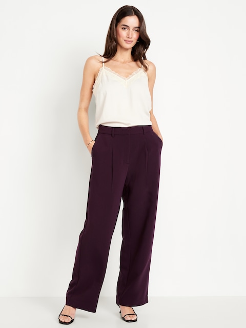 Extra High-Waisted Taylor Wide-Leg Trouser Pants - Purple