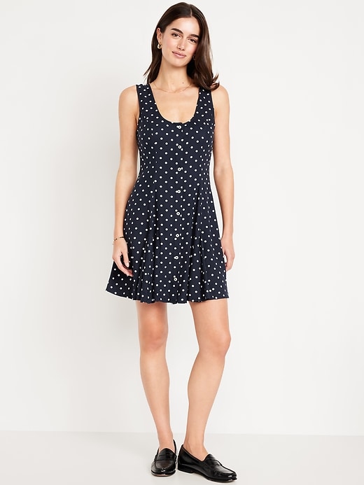 Image number 1 showing, Sleeveless Crepe Button-Front Mini Dress