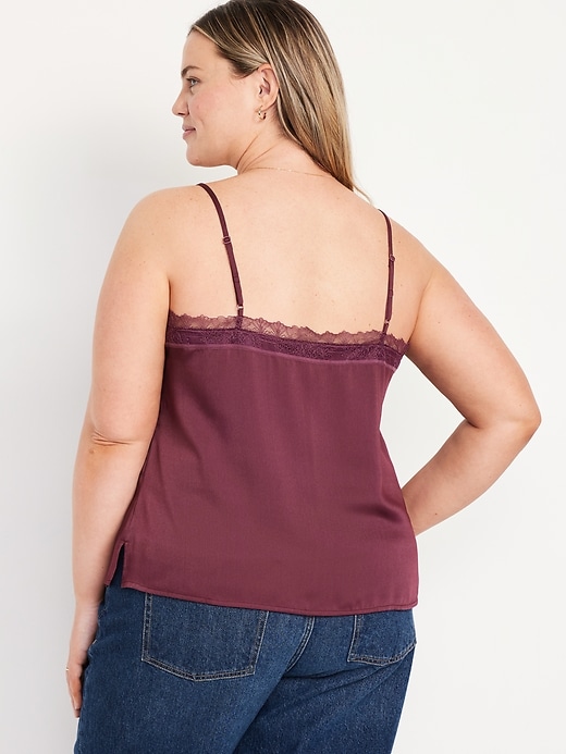 Image number 8 showing, Lace-Trim Satin Cami Top