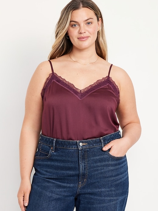 Image number 7 showing, Lace-Trim Satin Cami Top