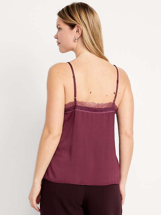 Image number 6 showing, Lace-Trim Satin Cami Top