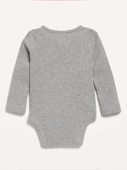 View large product image 2 of 2. Long-Sleeve Ribbed Henley Bodysuit for Baby