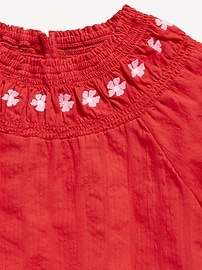 View large product image 4 of 4. Short-Sleeve Textured Embroidered Top for Girls