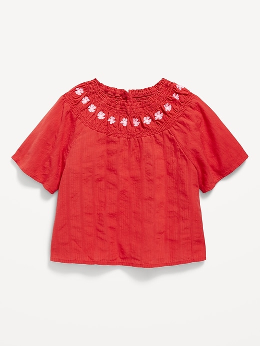 View large product image 2 of 4. Short-Sleeve Textured Embroidered Top for Girls