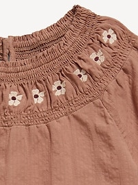 View large product image 4 of 4. Short-Sleeve Textured Embroidered Top for Girls