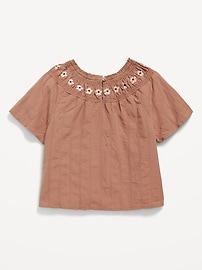 View large product image 3 of 4. Short-Sleeve Textured Embroidered Top for Girls