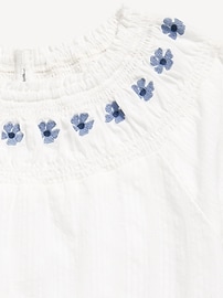 View large product image 4 of 4. Short-Sleeve Textured Embroidered Top for Girls