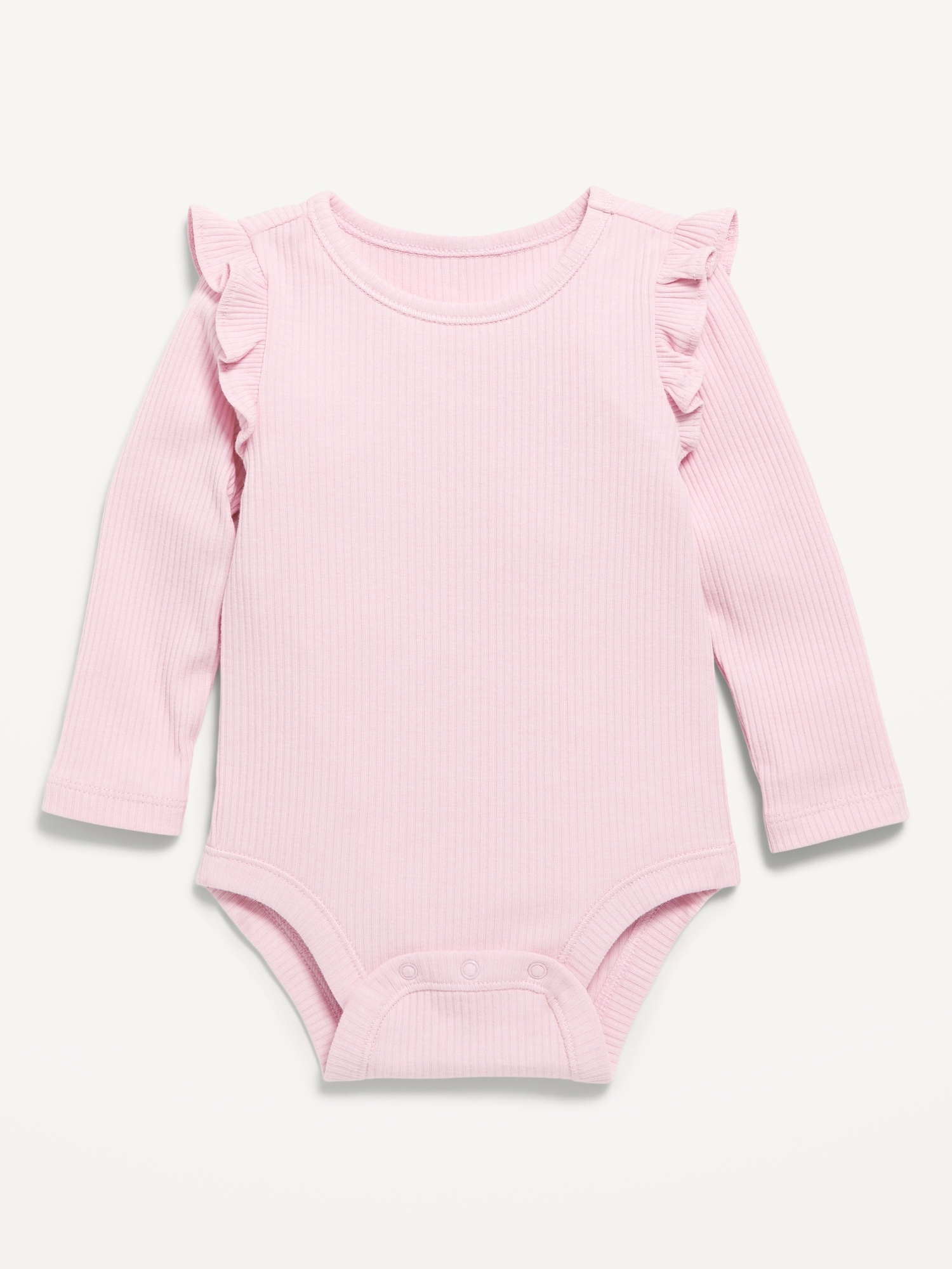 Long-Sleeve Ribbed Ruffle-Trim Bodysuit for Baby