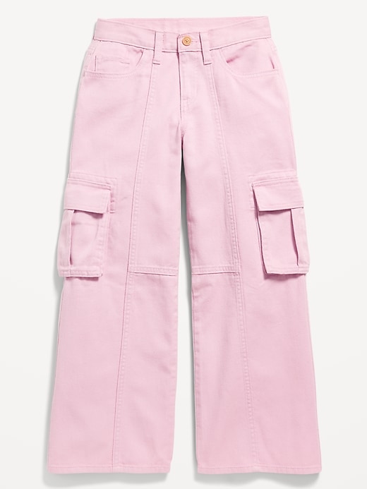 View large product image 1 of 1. Super Baggy Wide-Leg Cargo Twill Pants for Girls