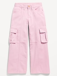 Image number 1 showing, Super Baggy Wide-Leg Cargo Twill Pants for Girls