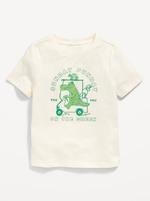 T-shirt à manches courtes à imprimé unisexe pour tout-petit - Blanc