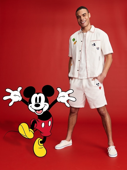 Image number 8 showing, Old Navy x Disney© Mickey Mouse Linen-Blend Cropped Utility Shirt