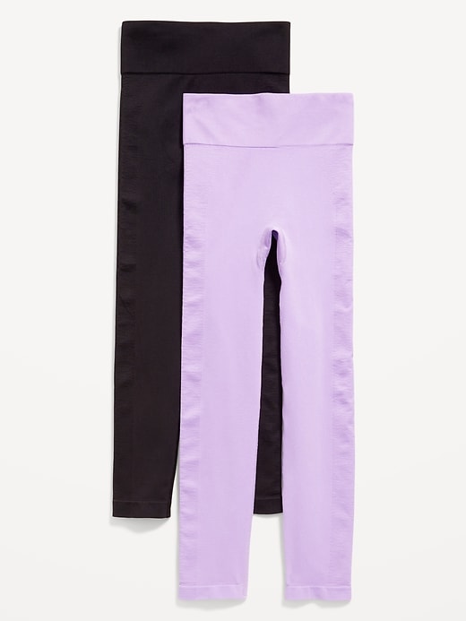 View large product image 1 of 1. Fitted High-Waisted 7/8-Length Seamless Leggings 2-Pack for Girls