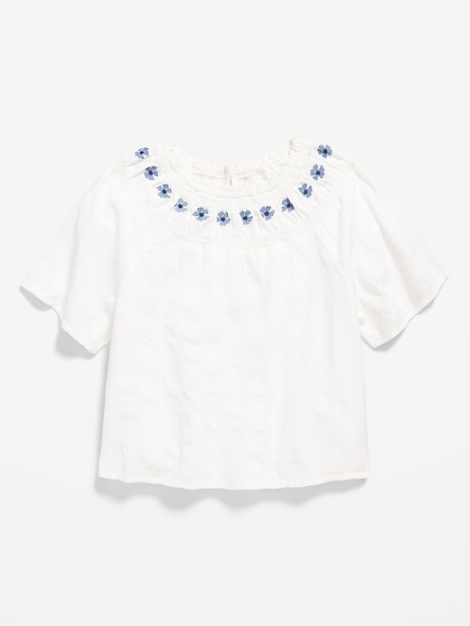 View large product image 2 of 4. Short-Sleeve Textured Embroidered Top for Girls