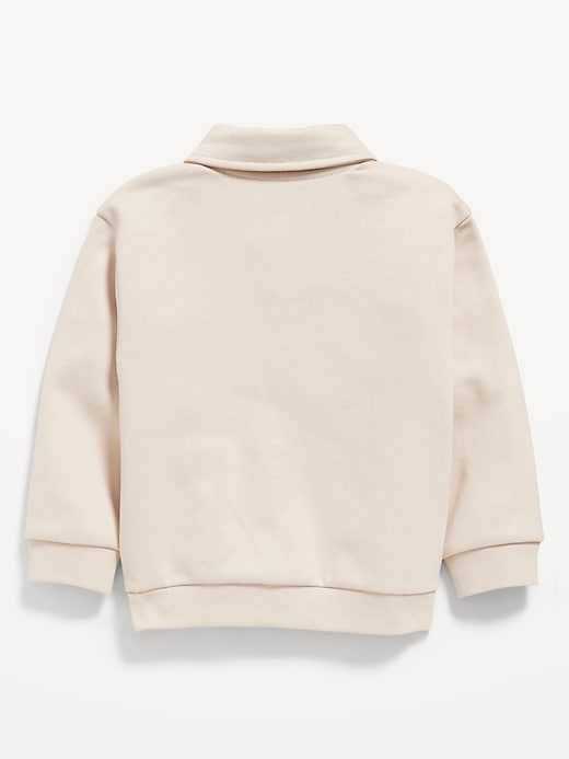 Voir une image plus grande du produit 2 de 2. Chandail en coton ouaté surdimensionné à col et à imprimé du logo pour tout-petit garçon