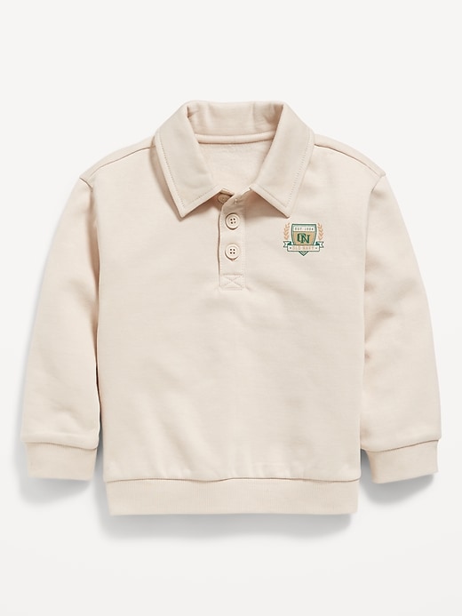Voir une image plus grande du produit 1 de 2. Chandail en coton ouaté surdimensionné à col et à imprimé du logo pour tout-petit garçon