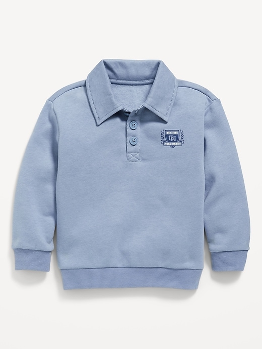 View large product image 1 of 1. Oversized Logo-Graphic Collared Sweatshirt for Toddler Boys